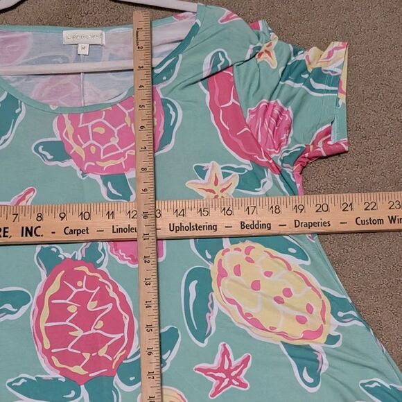 Simply Southern Topsail Dress sea turtles casual flirty nature fringe Medium - Picture 5 of 10